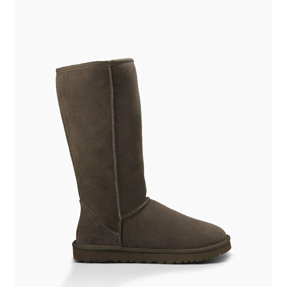 UGG Classic Tall Shearling Suede Brown Boots Womens Size 8